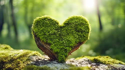 Un coeur fait de mousses et de bois. Concept écologique. / Gautierbzh - stock.adobe.com
